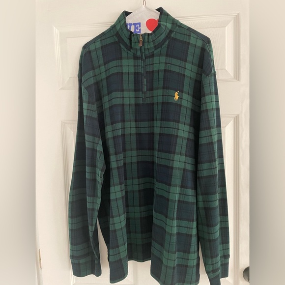 Ralph Lauren Navy and Green Checkered Top